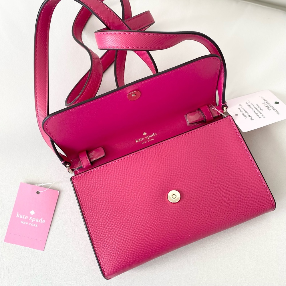 KATE SPADE Brynn Saffiano crossbody bag small in Pink Ruby 🎀💘Barbiecore💗 - Picture 6 of 6